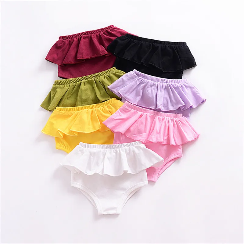 2018 bebê verão calções meninas ruffle calcinhas bottoms crianças doces cor shorts criança infantil meninas bottoms fralda capa nappy shorts clothing