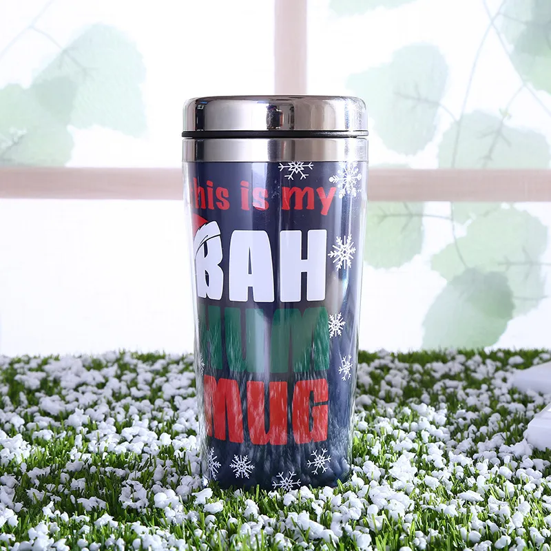 Usine directe bonhomme de neige étoile Bouteilles d'eau Tasse de Noël tasse en acier inoxydable portable en plein air tasses de dessin animé en gros b828