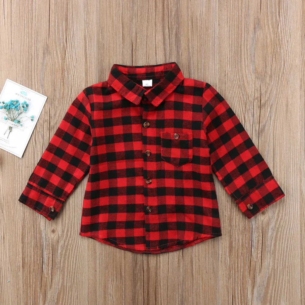 2024 Camisa De Manga Larga A Cuadros Roja Y Negra Para Bebés, Niños, Ropa  Informal Con Estampado De Letras, Ropa Para Niños Preppy, Mezcla De Algodón  1 7T De 4,81 € | DHgate, image size:1000x1000