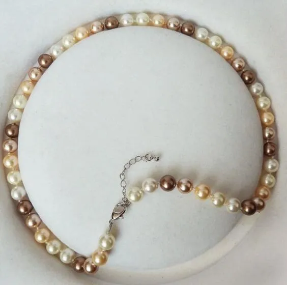Collana con perle rotonde di perle di conchiglia dei mari del sud di colori misti genuini da 8 mm 18 