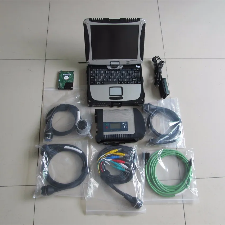 Mb star diagnosis c4 sd tool HDD 320gb with toughbook cf-19 laptop touch screen ready to use