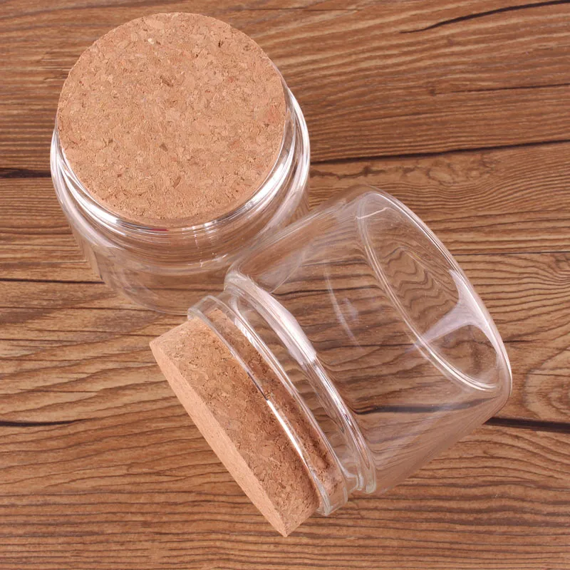 78*60*62mm 150ml Transparent Glass Bottles with Cork Stopper Empty Spice Food Nuts Storage Bottles Jars Gift Crafts Vials