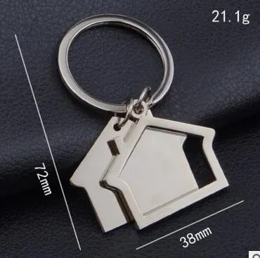 House Shape Keychains Metal Real Keyrings Custom for Gifts