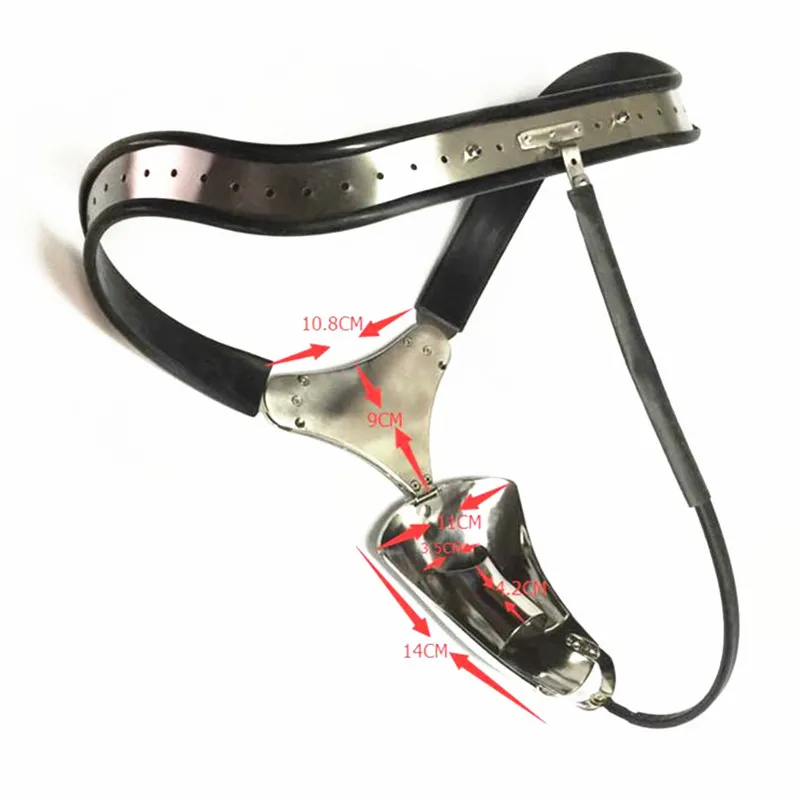Nouveau design ceinture de chasteté masculine avec trou de défécation taille en acier inoxydable dispositif de chasteté réglable Cock Cage Sex Toys G7-4-44