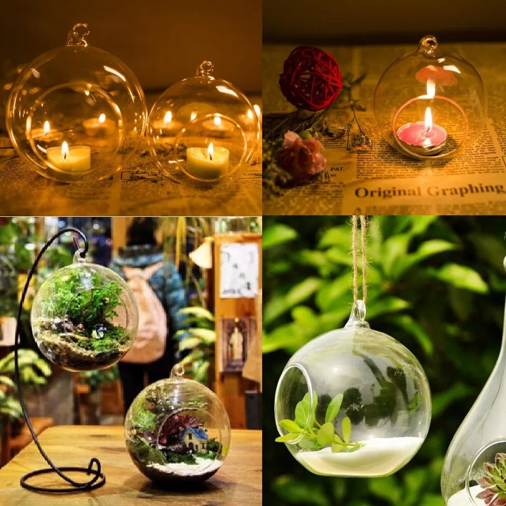 Crystal Glass Hanging Candle Holder Candlestick Home Wedding Party