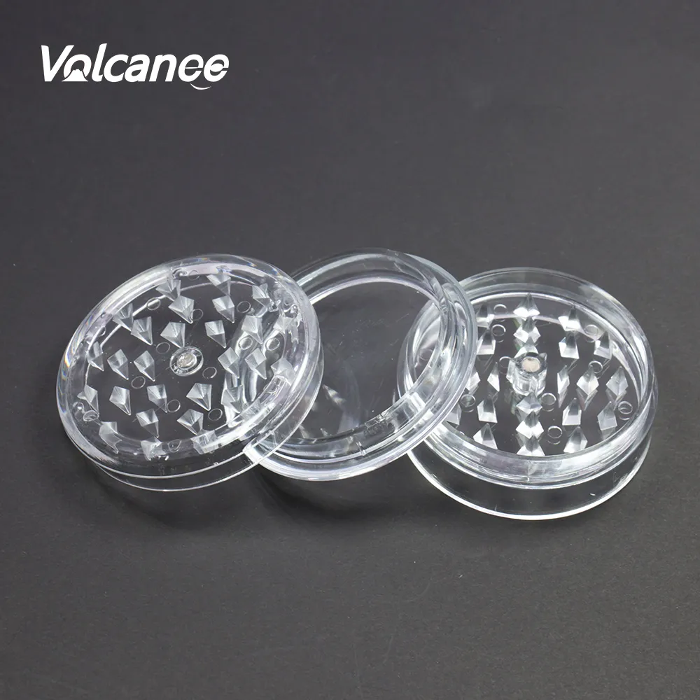 Volcanee Wholesale Newest Plastic 60mm magnetic herb Grinders 3 Parts for dry herb Grinder