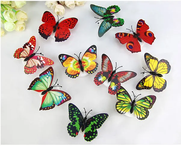 LED 3D Butterfly Wall Stickers Glowing Wall Decals Children Home Decoration DIY Living Room Self Adhesiv Wall stickers c502