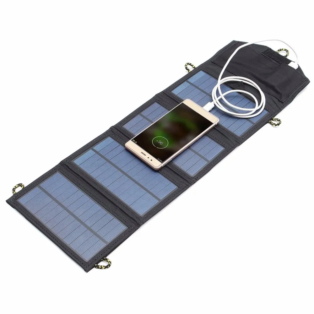 Freeshipping 5V 7W painel de energia solar dobrável USB viagem acampamento carregador de bateria portátil para celular MP3 tablet telefone banco de energia