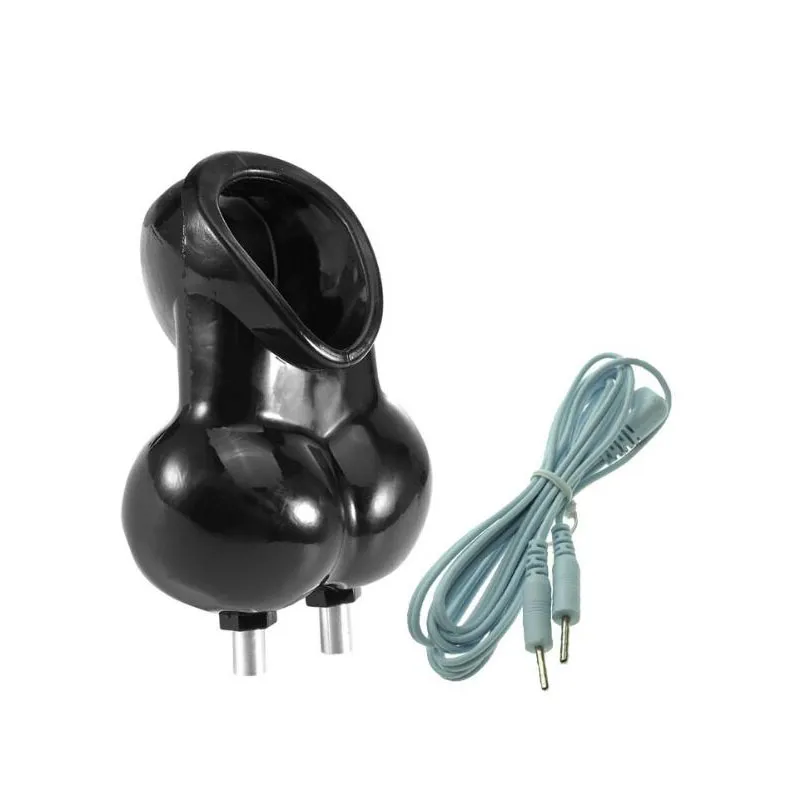 Electro Shock Set Télécommande sans fil Scrotum Ring Electro Ball Stretcher Chastity Cage Cock Rings Mâle Médical Adulte Toys238R