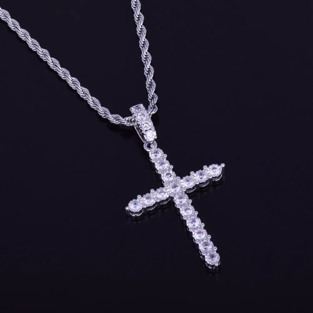 Men039s Zircon croix collier pendentif collier Hip hop bijoux charme Bling cubique Zircon chaîne pour cadeau 7721146