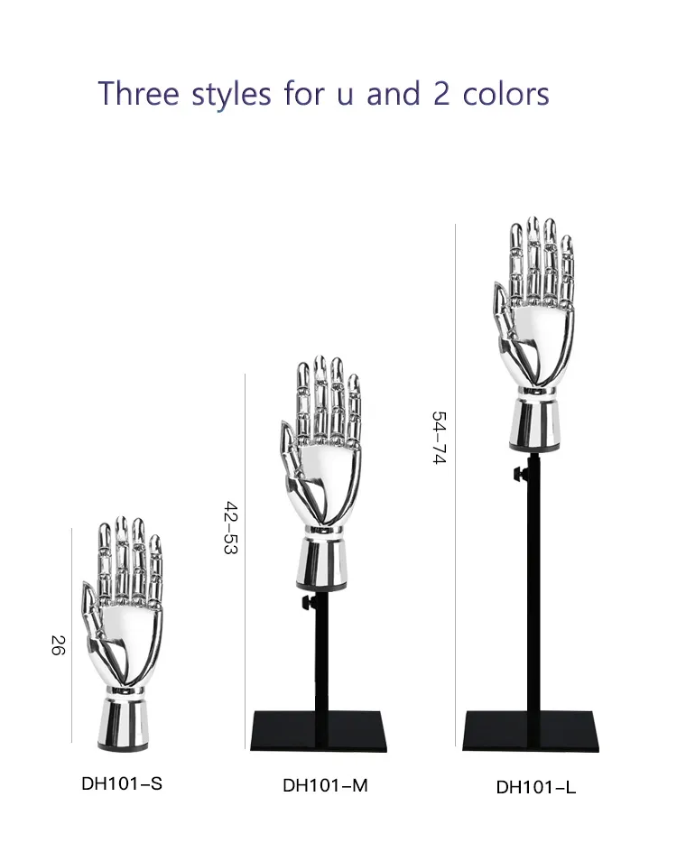 New Good Looking Electroplate Mannequin Hand Golden and Silver Color Hand Maniqui For Sale