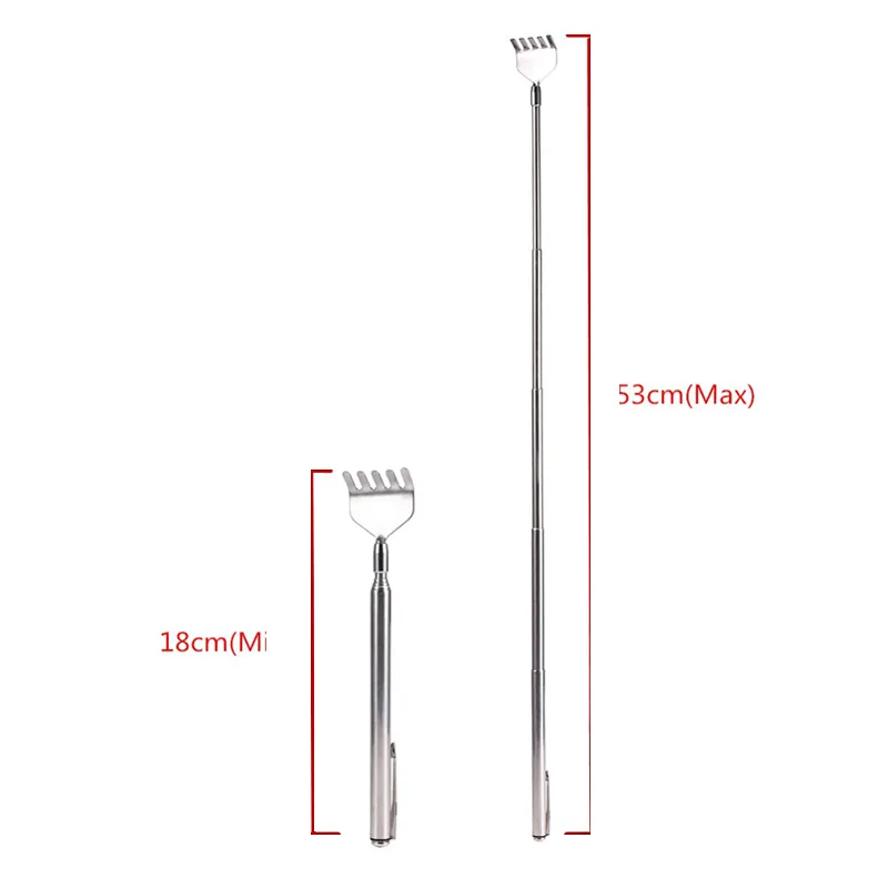 New Stainless Steel Telescopic Portable Adjustable Size Pen Clip Telescopic Back Scratcher Itch Scratch Massage Tool sex toy7133559