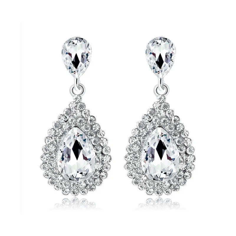 NewCrystal Waterdrop Dangle Earring Rhinestone Waterdrop Earring Wedding Bridal Earring Jewelry Accessories Gift for Love Love