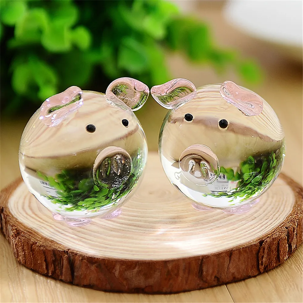 Christmas Crystal Glass Animal Pig Pig Figurines Bauble Ornements Mini Meubles Meubles Mariage Artisanat Souvenirs2819954