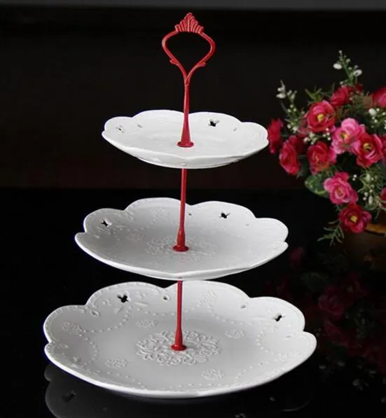 small size New Arrival 3 Tier 45g Cake Plate Stand Handle Fitting Silver Gold Wedding Party Crown Rod6202344