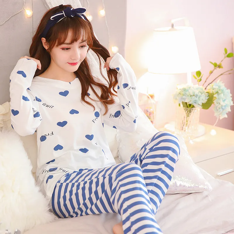 Di Pigiama A Maniche Lunghe Femminili Adorabile Abbigliamento Autunnale A Strisce Da 21 92 DHgate