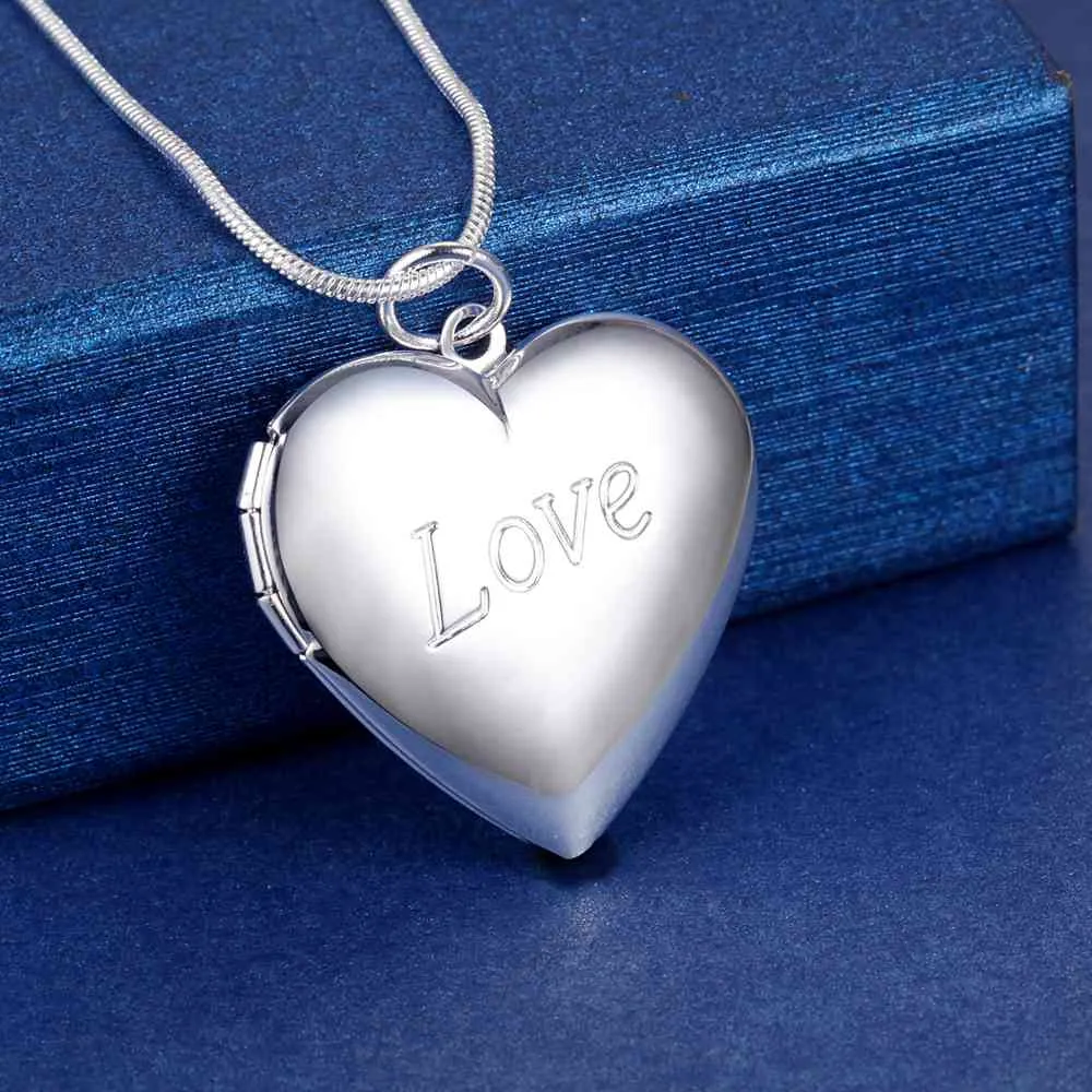 Regalo di San Valentino gioielli romantici classici di moda con ciondolo a cuore AMORE placcato in argento sterling 925 all'ingrosso della fabbrica