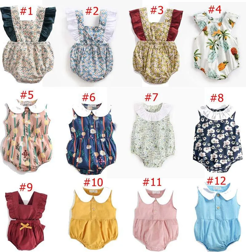 INS 여름 아기 옷 민소매 100 % 코튼 장난 꾸러기 유아 꽃 무늬 장난 꾸러기 둥근 고리 우아한 여름 장난 꾸러기 새 여름 0-3 년