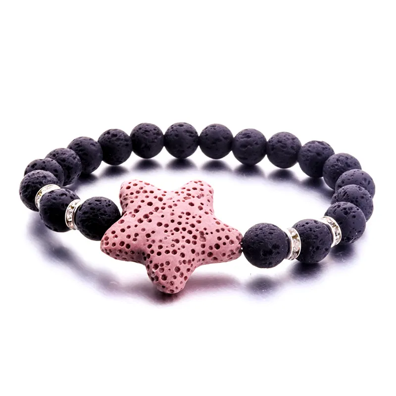 8mm svart lava sten 25mm sjöstjärna charm armband aromaterapi eterisk oljediffusor armband för kvinnor
