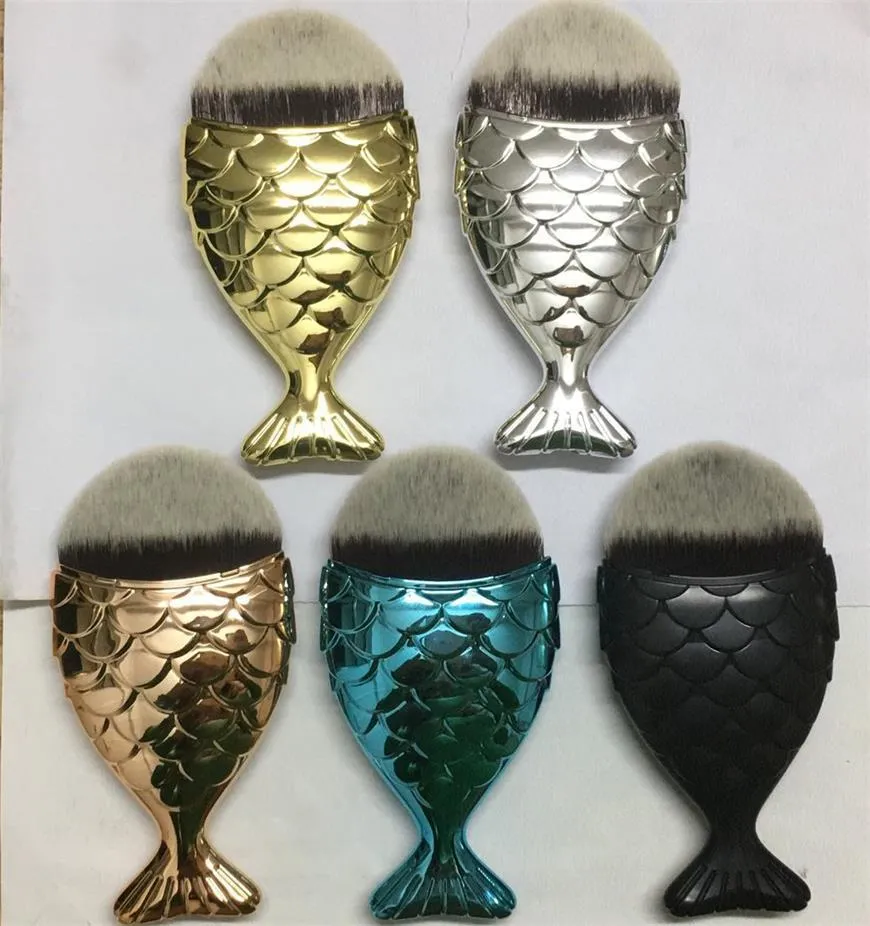 2017 Sirène Maquillage Pinceau Poudre Contour Poisson Écailles Mermaidsalon Fondation Brosse Or Rose Or Argent Bleu Noir 5 Couleurs Gratuit DHL