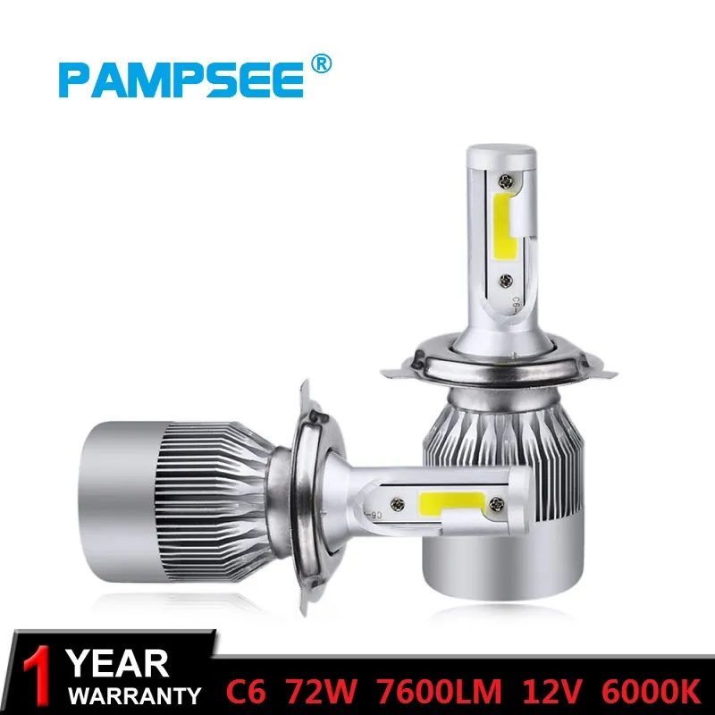 C6 H4 H7 LED phare de voiture H1 H3 phare lumière H8 9005 HB4 9012 9007 H13 6000K 72W 8000LM tout en une voiture