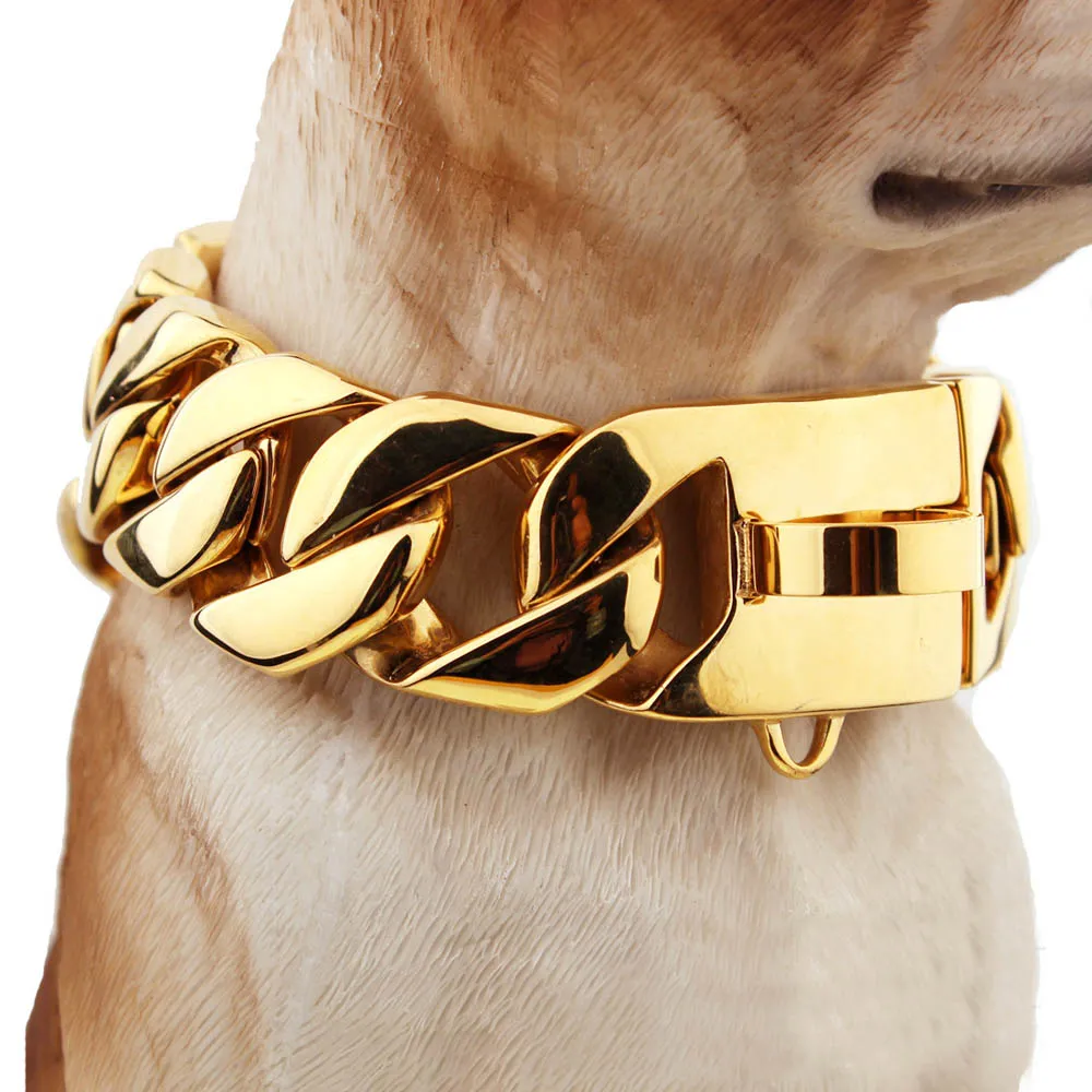 Le plus récent ! 23mm 30mm accessoires en acier inoxydable très larges collier de collier de chien à grand cou moulé pour chiens de compagnie bouledogue chien féroce Huntaway chaîne de dogue tibétain