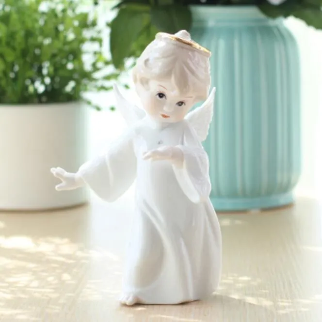 White Ceramic Figurines To Paint Angel Boy Toy Figurines Home Decor