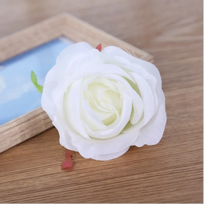 Teste di rosa da 10 cm fiori artificiali fiori finti di plastica testa fiori di seta di alta qualità decorazione di nozze parete spedizione gratuita