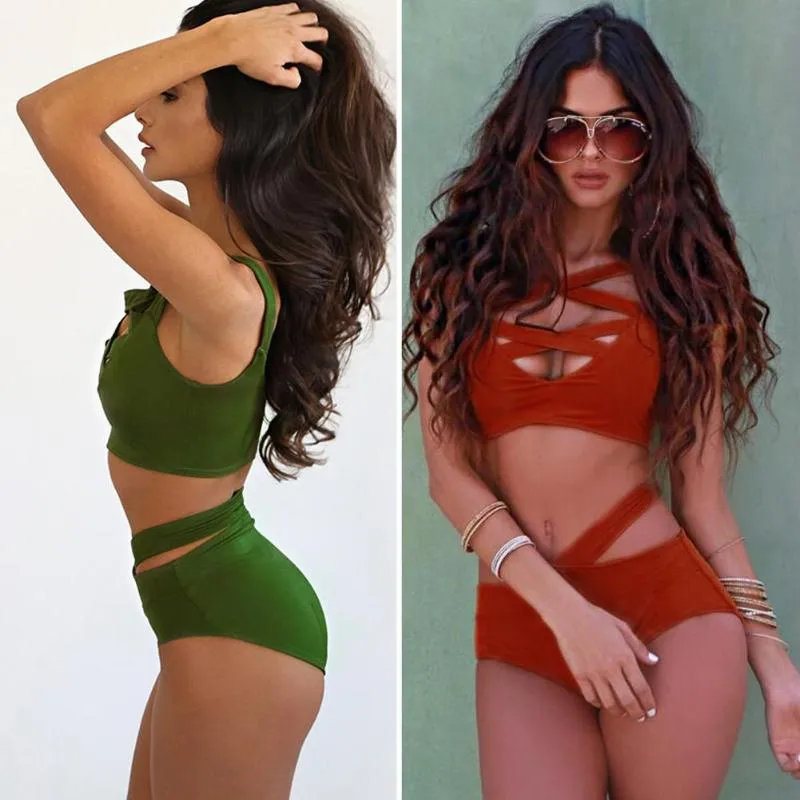 Sexy Criss Cross Bikini Set Brazilian Bandage Swimsuit Women Push Up Split Swimwear Beach Wear Two Piece Bathing Suit Biquini