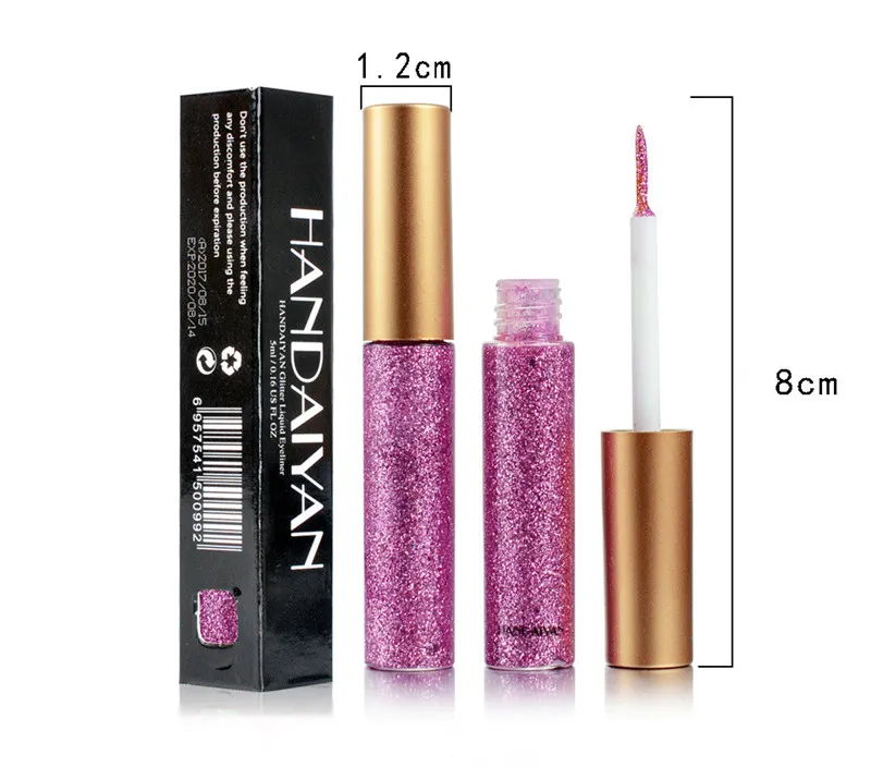 IN STOCK!!New Chinese Brand HANDAIYAN Glitter Liquid Eyeliner Metallic Shine Eye Shadow Eye Liner Makeup DHL