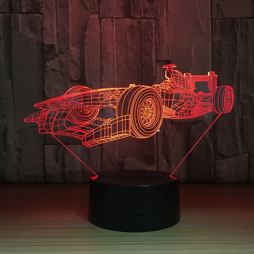 New 3d Lights F1 Racing Colorful Touch Lamp Acrylic Led Touch Led Usb Luminaria Led Night Light Room Lamp