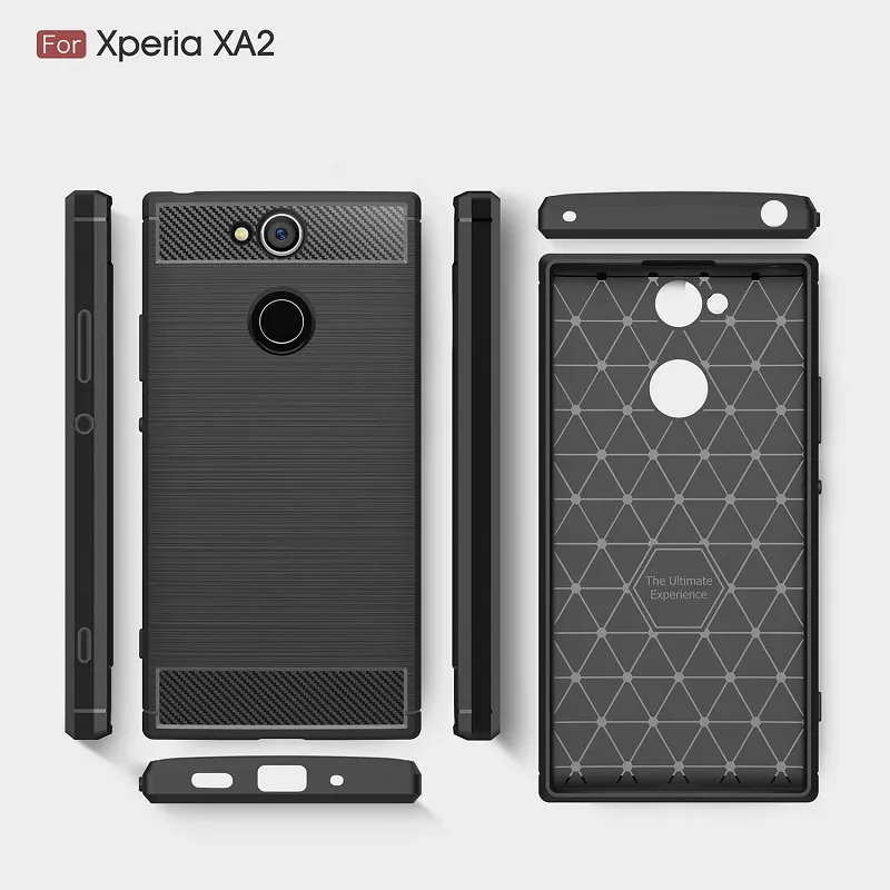 Mobiltelefon Fodral för Sony Xperia XA2 TPU Carbon Fiber Heavy Duty Case för Sony XA2 Ultra Cover Gratis DHL frakt