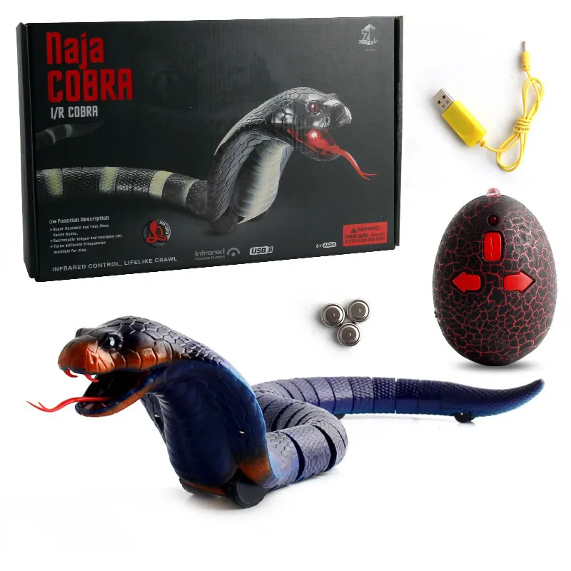 175quot Longue télécommande réaliste rechargeable King Naja Cobra Serpent Jouet Serpent à sonnettes pour enfants Jouer et Trick Noir9198356