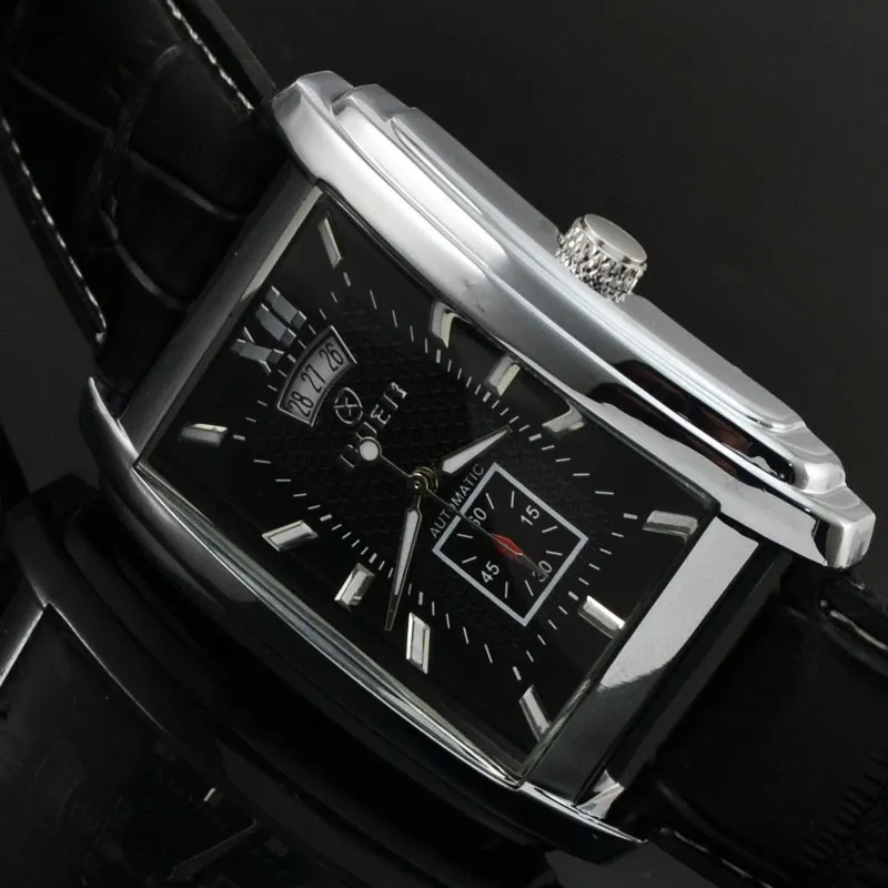 2018 nieuwe stijl heren quartz horloge rechthoekige zakelijke casual kalender riem automatische mechanische horloge Montre Homme gratis verzending