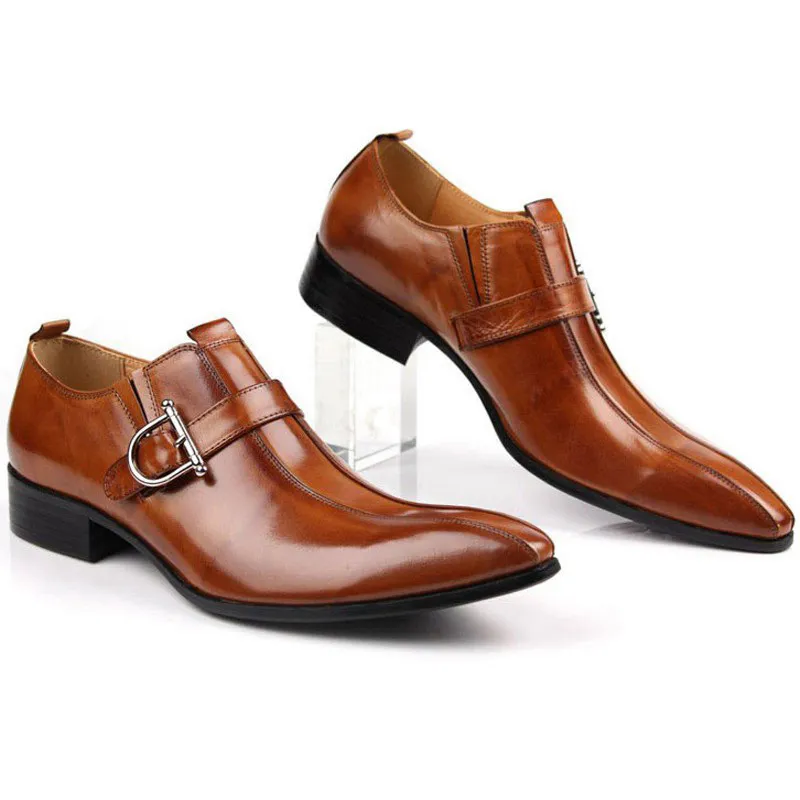 2017 Hot Sale Gentleman Jurk Schoenen Lederen Koe Oxfords Gesp Strap Heren Puntige Teen Italiaanse Designer Flats BD79