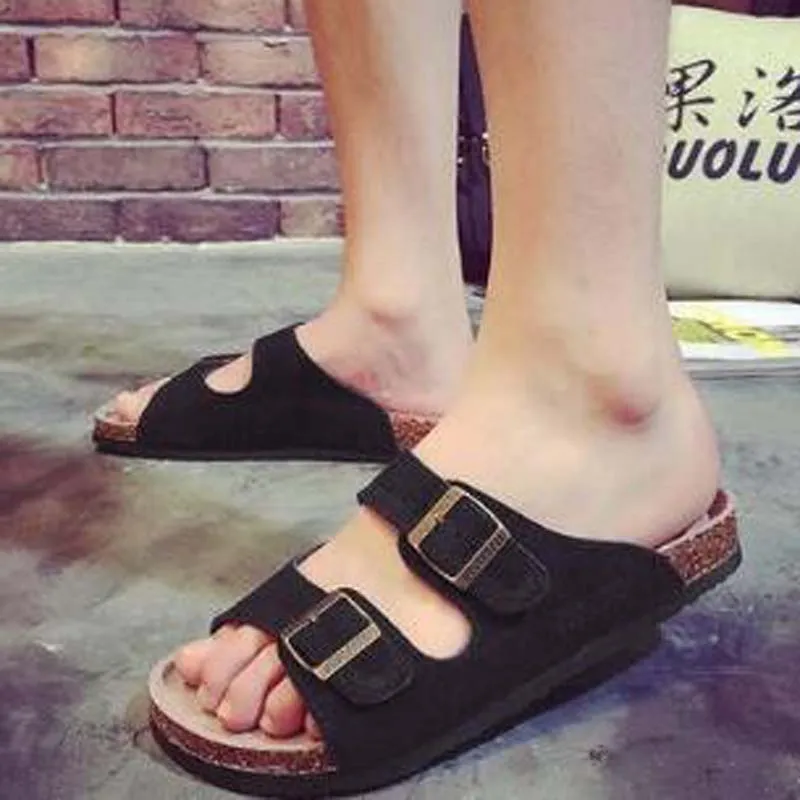 New 2018 Women and men sandals Flat Sandals Platform Casual Beach Slippers Cork slippers 