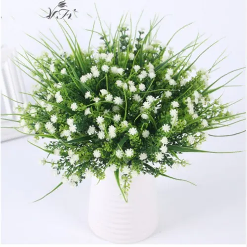 Vivid P.tenuiflora Green Grass pflanzt künstliche Blume Babysbreath Simulationsblume Hochzeitsdekoration für Zuhause, Party, Büro