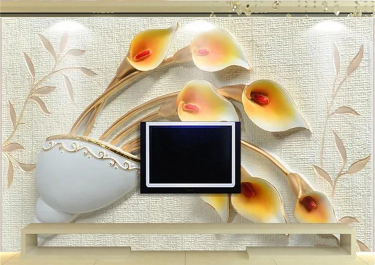 Personnalisé Mur Peinture Papier Peint Non-tissé 3D Relief Fleur Fonds D'écran Pour Salon TV Fond Papier Peint Mural De Parede