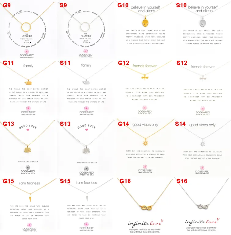 Dogeared Fashion choker Necklaces With White card Gold Silver Plated Pendant Necklace 49 Designs in Silver Gold