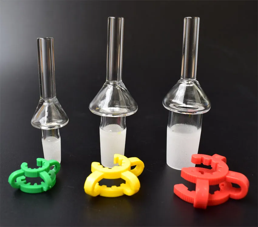 DHL Högkvalitativ 10mm 14mm 18mm Quartz Tips Nail för mini Nectar Collector Kits med plast Keck Clips Titan Nail Tips Glas Bongs