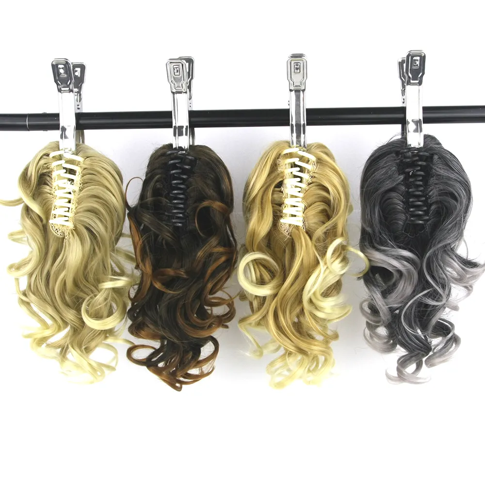 Extension Capillaire Synthétique Queue De Cheval Ondulée - Blond Doré/noir - Femme - Neuf Sans étiquette