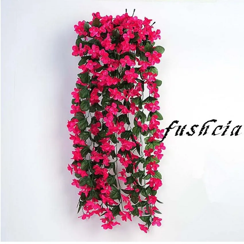 Colgante De Pared Con Orquídeas Violetas Artificiales De Seda En Cesta De Ratán - Decoración Para Hogar