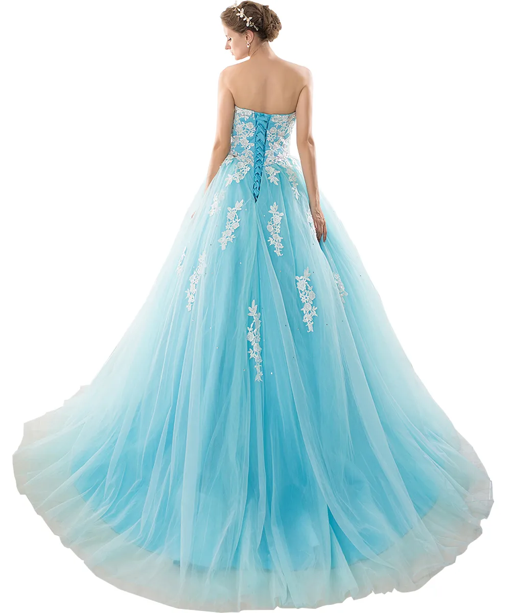 2021 Balljurk prom jurken Long Tule Puffy Quinceanera -jurken Vestidos 15 anos witte kanten appliques zoet 16 jurken debutante 4764047