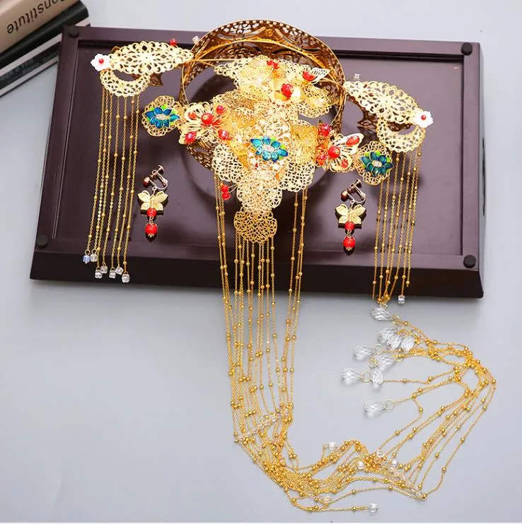 Chinese bride headdress costume jewelry hair comb Coronet flow