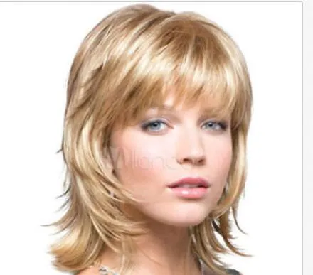 Mix Blonde Gold Synthetic Straight Hair Wigs Fashion Short Wig For Woman