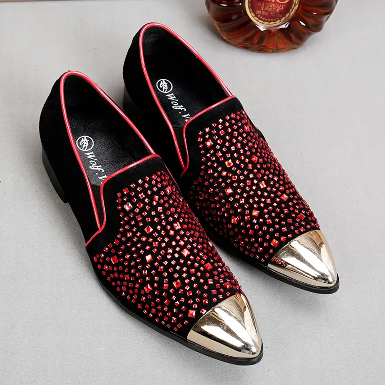 Burgundy spiked loafers mens shop