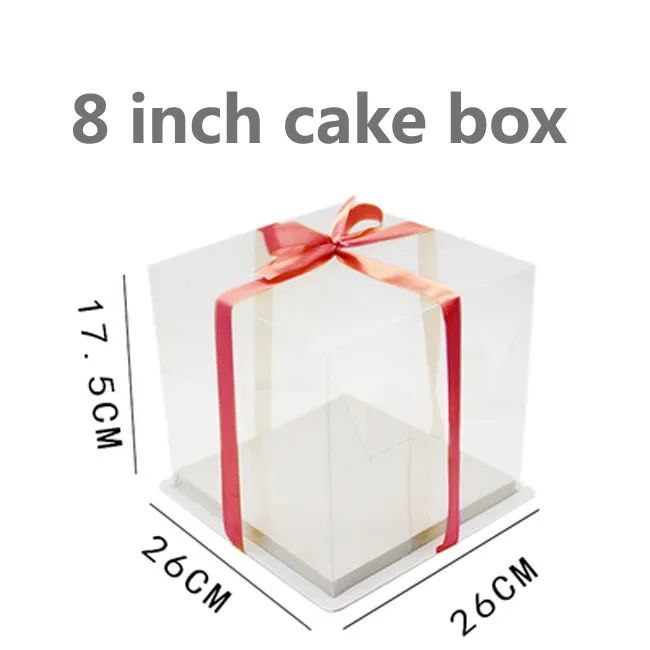 Wedidng Cash Box Clear Caded Wrap Pet Transparent 4. 6,8,10 pouces Boulangerie, Big gâteau Mousse Boîtes d'anniversaire / 