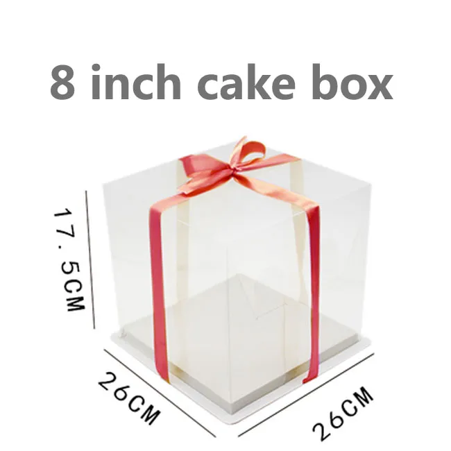 Wedidng Cakes Box Clear Gift Wrap Pet Transparent 4. 6,8,10 cal piekarnia, Big Cake Mousse Birthday Boxes 50 sztuk / partia