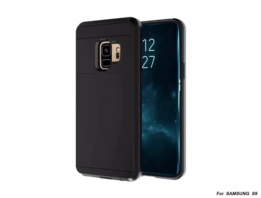 Partihandel Hybrid Armour Card Slide Case Card Slot Wallet PCTPU Tillbaka omslag för iPhone 6/7/8 / X plus Samsung S8 S9 plus fall