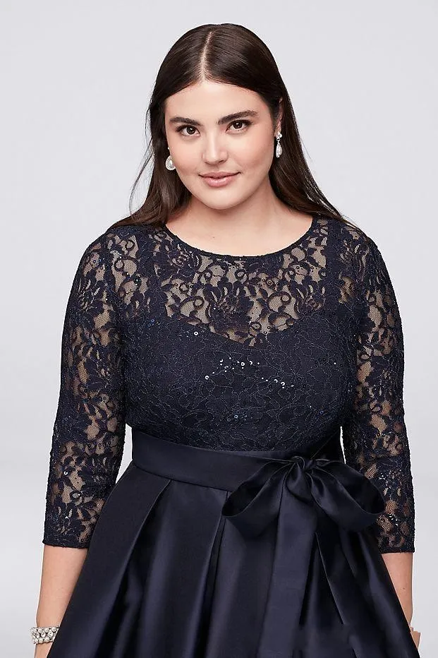 2018 Svart Moder av brudklänningar Jewel Lace Appliques Sequins Plus Size Långärmade Vak Hög Låg Sash Bröllop Gästklänningar Kväll